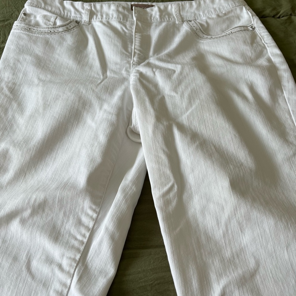 Jeans white denim embellished